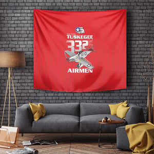 Tuskegee Red Tails Airmen Tapestry 332nd Fighter Group - Red - African Pride