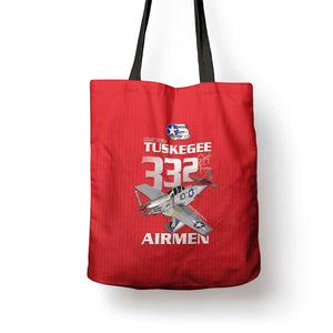 Tuskegee Red Tails Airmen Tote Bag P-51 Mustang 332nd Fighter Group - Red