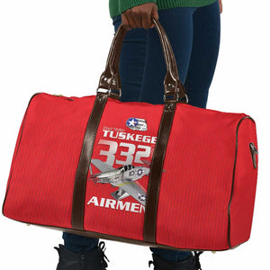 Tuskegee Red Tails Airmen Travel Bag P-51 Mustang 332nd Fighter Group - Red