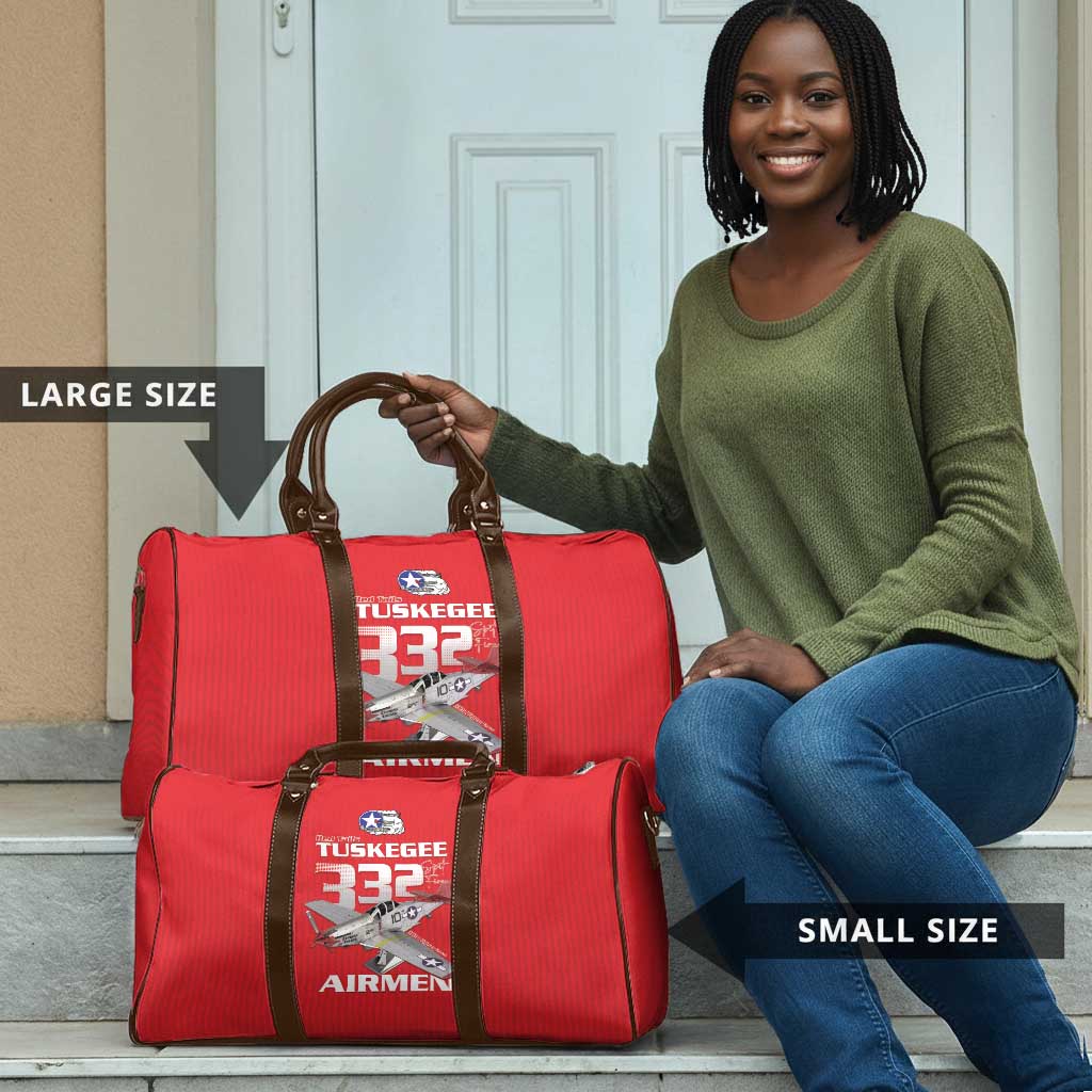 Tuskegee Red Tails Airmen Travel Bag P-51 Mustang 332nd Fighter Group - Red