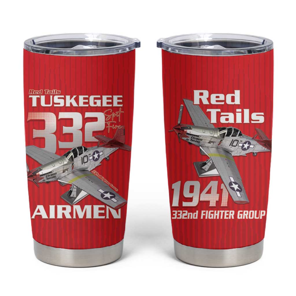 Tuskegee Red Tails Airmen Tumbler Cup 332nd Fighter Group - Red - African Pride