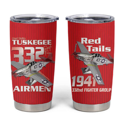 Tuskegee Red Tails Airmen Tumbler Cup 332nd Fighter Group - Red - African Pride