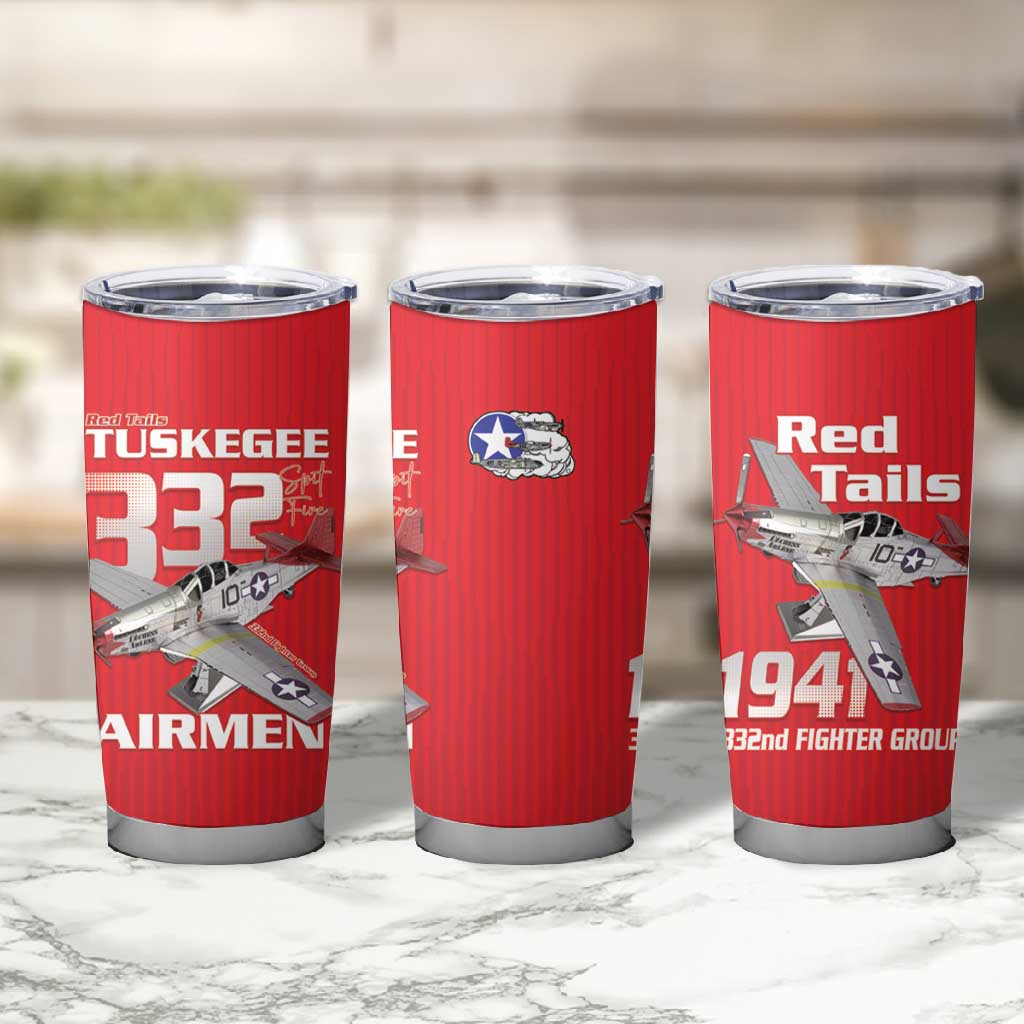 Tuskegee Red Tails Airmen Tumbler Cup 332nd Fighter Group - Red - African Pride