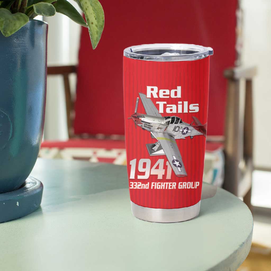 Tuskegee Red Tails Airmen Tumbler Cup 332nd Fighter Group - Red - African Pride