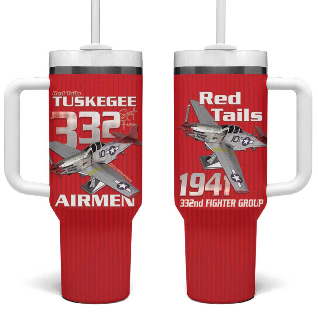 Tuskegee Red Tails Airmen Tumbler With Handle 332nd Fighter Group - Red - African Pride