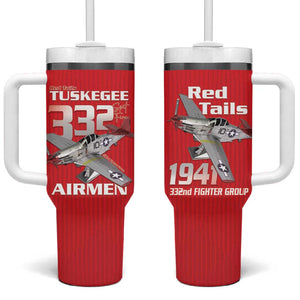 Tuskegee Red Tails Airmen Tumbler With Handle 332nd Fighter Group - Red - African Pride