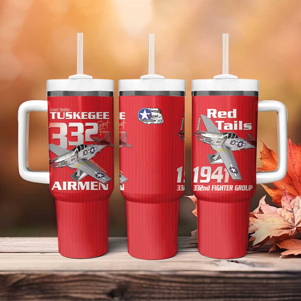Tuskegee Red Tails Airmen Tumbler With Handle 332nd Fighter Group - Red - African Pride