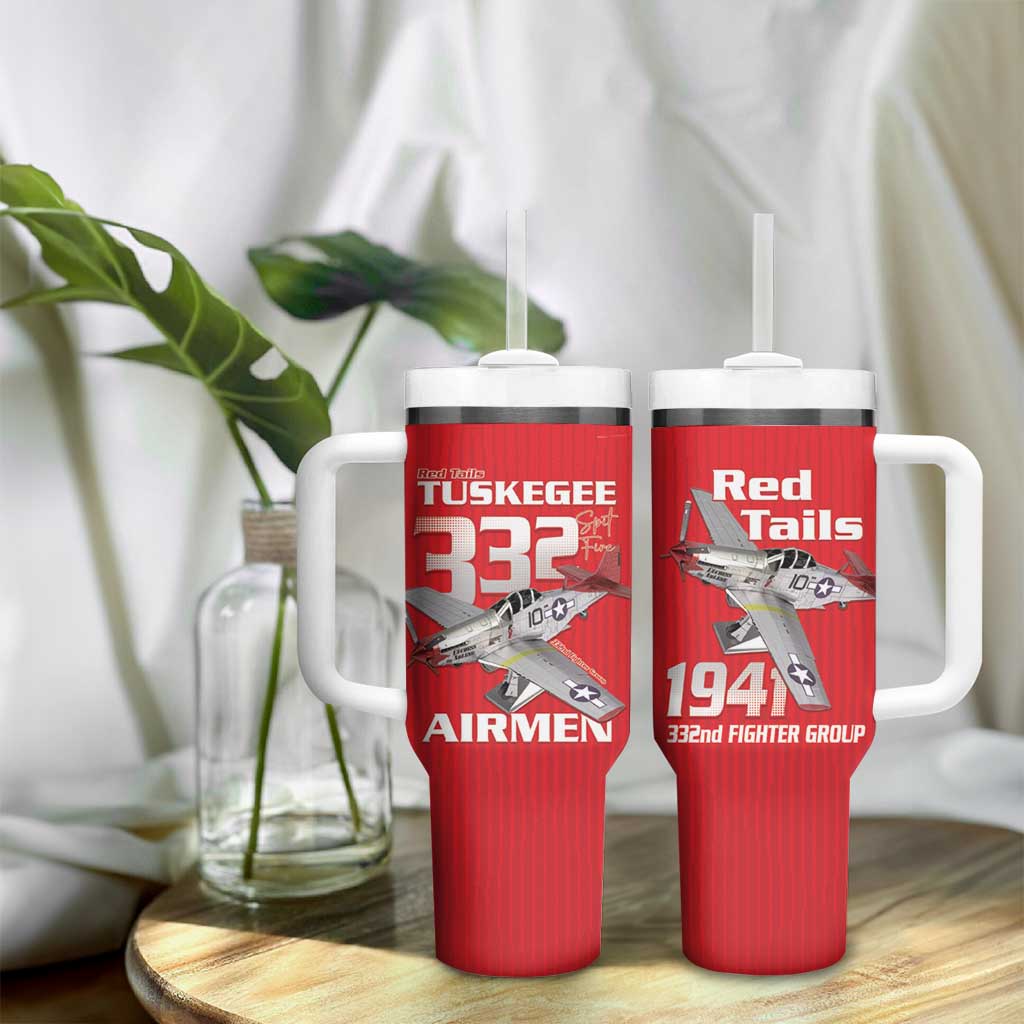 Tuskegee Red Tails Airmen Tumbler With Handle 332nd Fighter Group - Red - African Pride