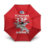 Tuskegee Red Tails Airmen Umbrella P-51 Mustang 332nd Fighter Group - Red