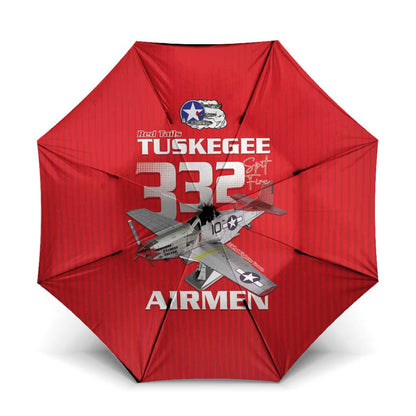 Tuskegee Red Tails Airmen Umbrella P-51 Mustang 332nd Fighter Group - Red