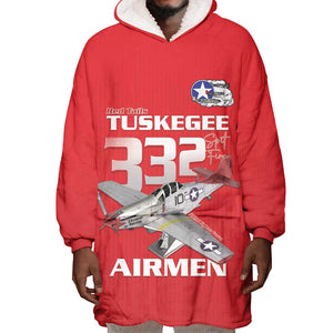 Tuskegee Red Tails Airmen Wearable Blanket Hoodie 332nd Fighter Group - Red - African Pride