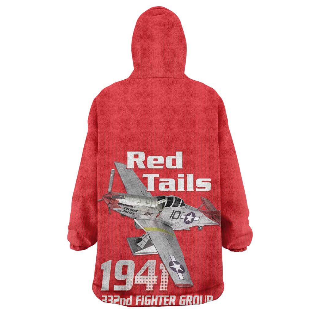 Tuskegee Red Tails Airmen Wearable Blanket Hoodie 332nd Fighter Group - Red - African Pride