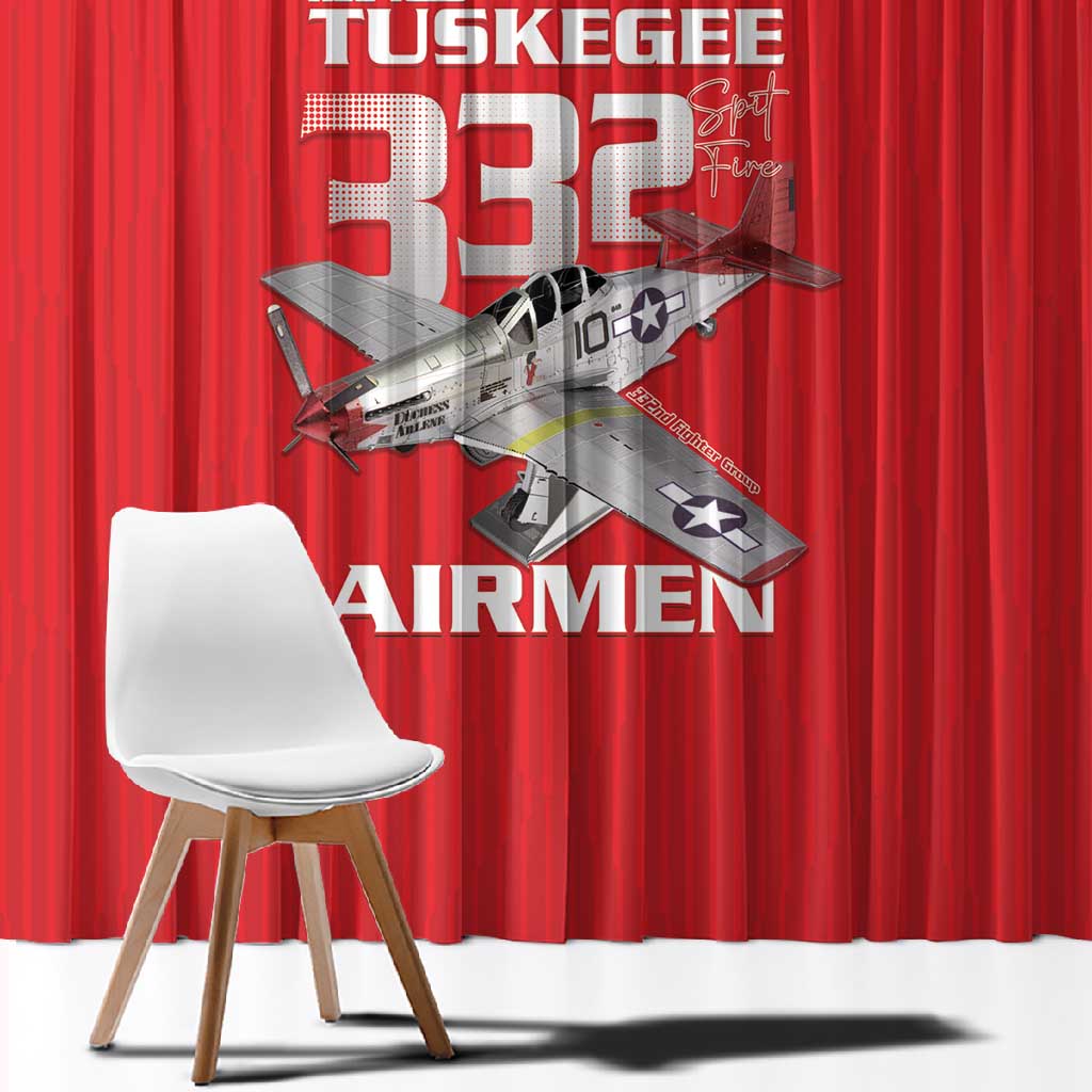 Tuskegee Red Tails Airmen Window Curtain 332nd Fighter Group - Red - African Pride