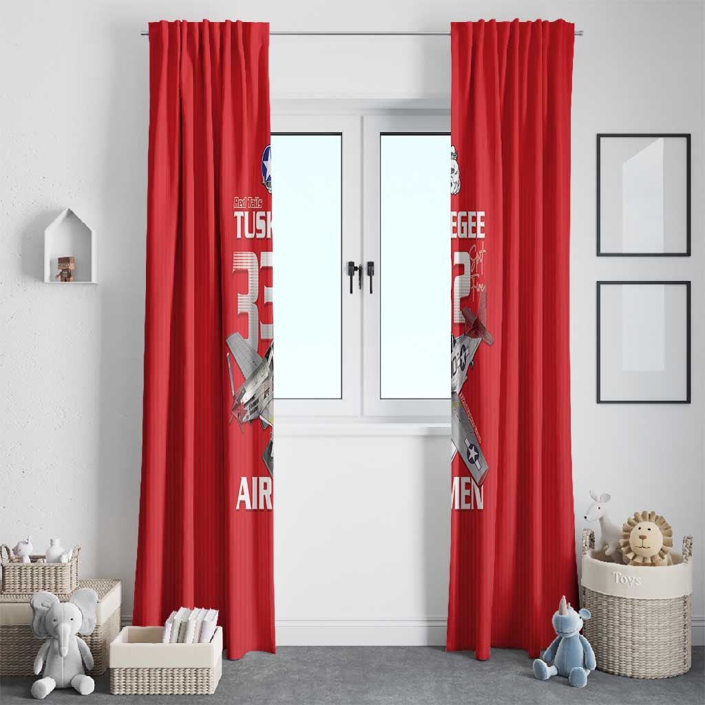 Tuskegee Red Tails Airmen Window Curtain 332nd Fighter Group - Red - African Pride