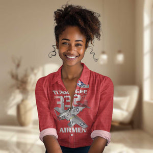 Tuskegee Red Tails Airmen Women Casual Shirt 332nd Fighter Group - Red - African Pride