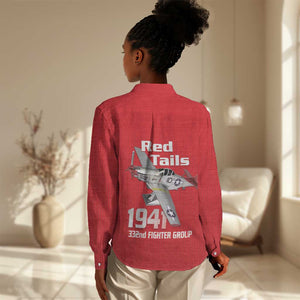 Tuskegee Red Tails Airmen Women Casual Shirt 332nd Fighter Group - Red - African Pride