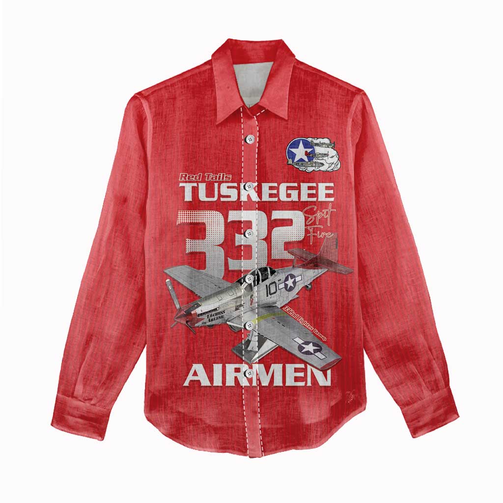 Tuskegee Red Tails Airmen Women Casual Shirt 332nd Fighter Group - Red - African Pride
