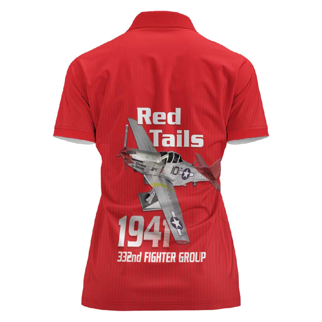 Tuskegee Red Tails Airmen Women Polo Shirt 332nd Fighter Group - Red - African Pride