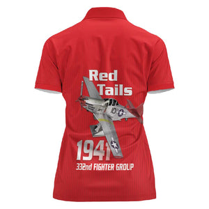 Tuskegee Red Tails Airmen Women Polo Shirt 332nd Fighter Group - Red - African Pride