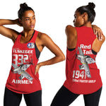 Tuskegee Red Tails Airmen Women Racerback Tank 332nd Fighter Group - Red - African Pride