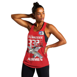 Tuskegee Red Tails Airmen Women Racerback Tank 332nd Fighter Group - Red - African Pride