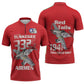Tuskegee Red Tails Airmen Zipper Polo Shirt P-51 Mustang 332nd Fighter Group - Red