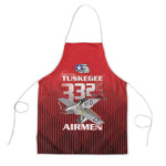 Tuskegee Red Tails Airmen Apron P-51 Mustang 332nd Fighter Group - Black Red