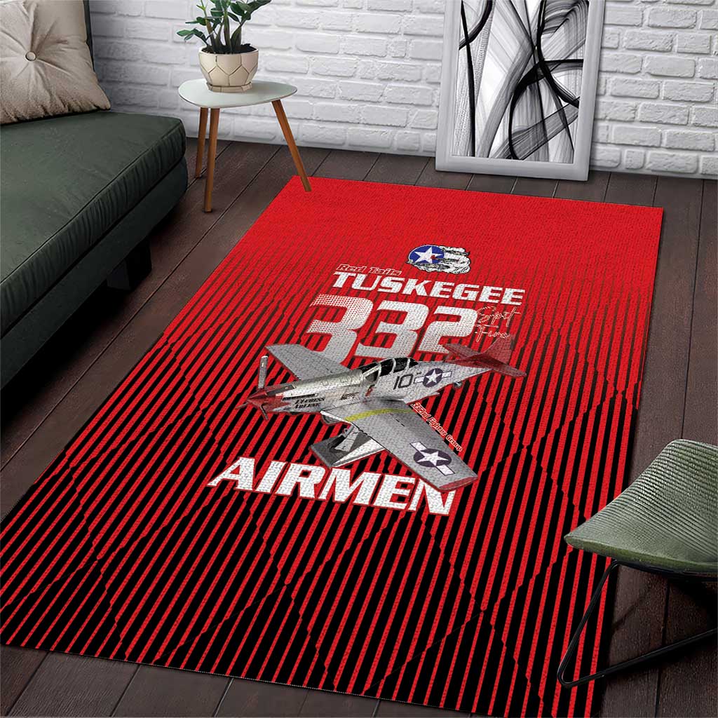 Tuskegee Red Tails Airmen Area Rug 332nd Fighter Group - Black Red - African Pride