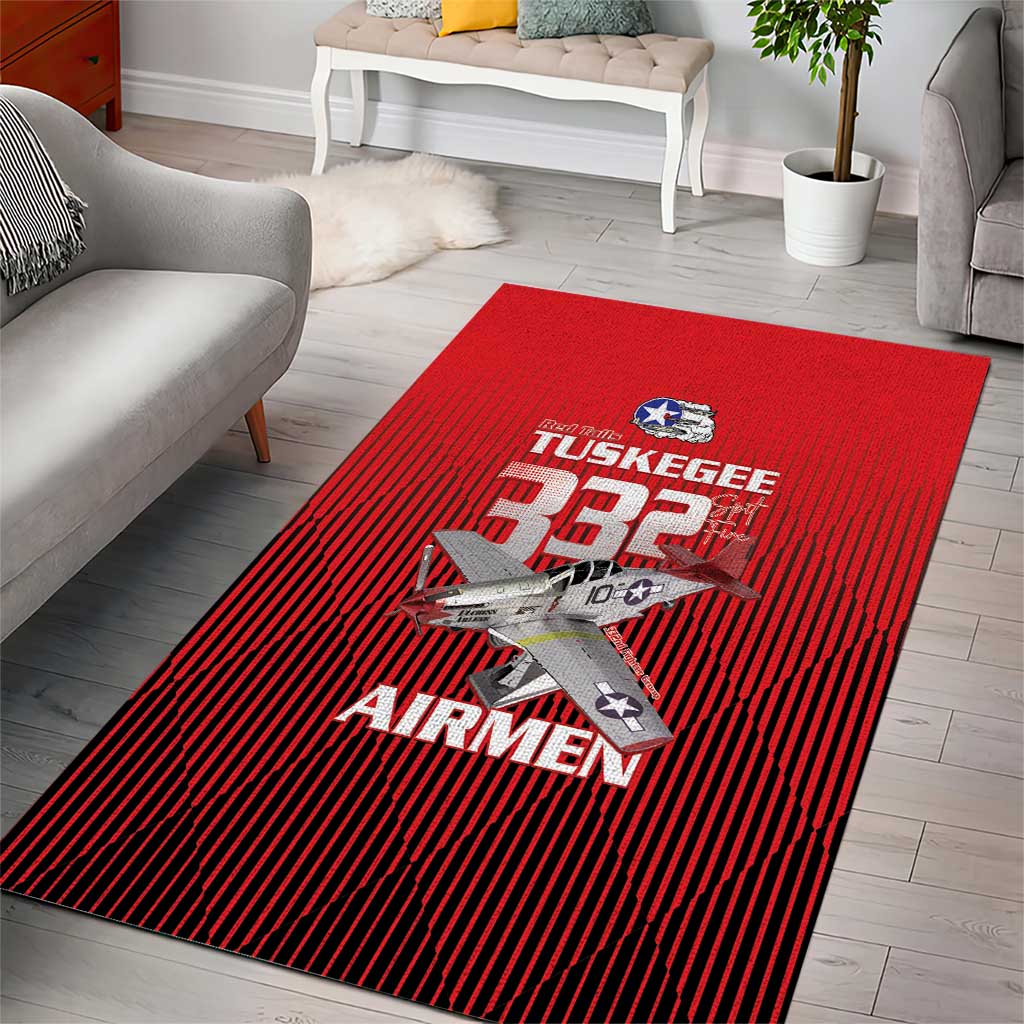 Tuskegee Red Tails Airmen Area Rug 332nd Fighter Group - Black Red - African Pride