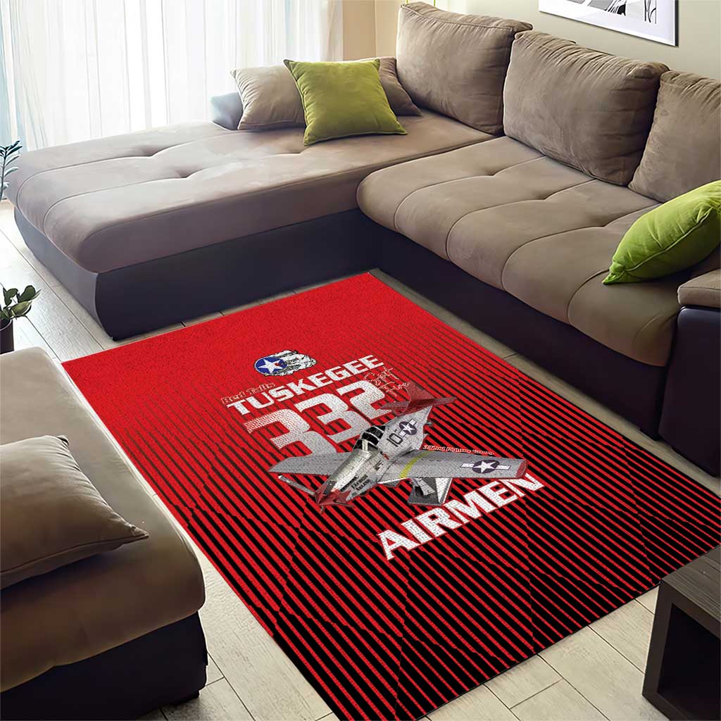 Tuskegee Red Tails Airmen Area Rug 332nd Fighter Group - Black Red - African Pride