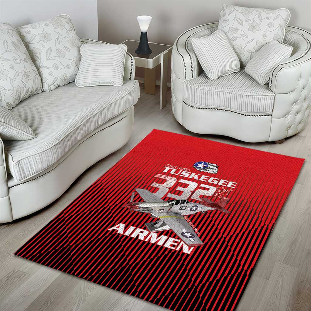 Tuskegee Red Tails Airmen Area Rug 332nd Fighter Group - Black Red - African Pride