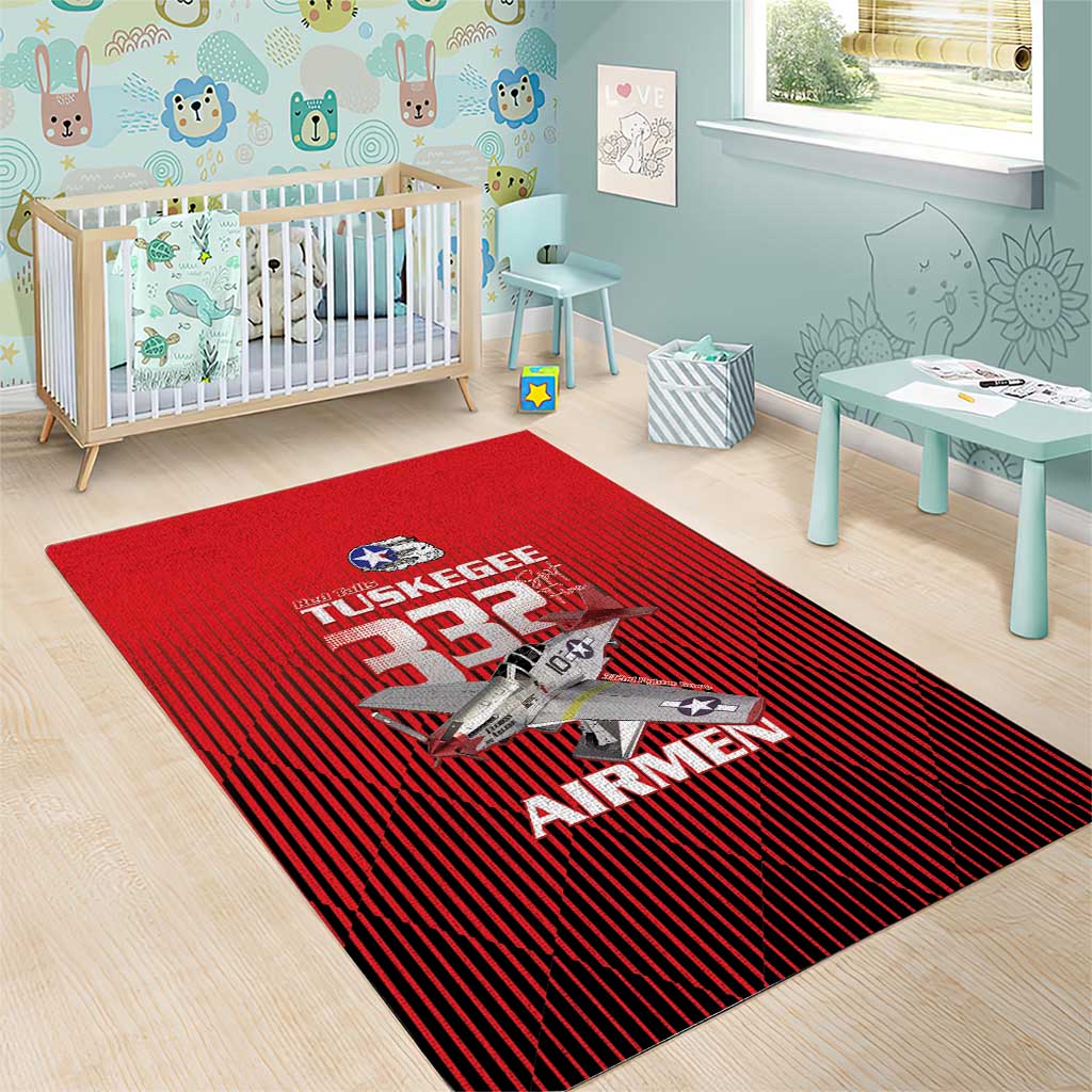 Tuskegee Red Tails Airmen Area Rug 332nd Fighter Group - Black Red - African Pride