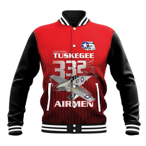Tuskegee Red Tails Airmen Baseball Jacket 332nd Fighter Group - Black Red - African Pride