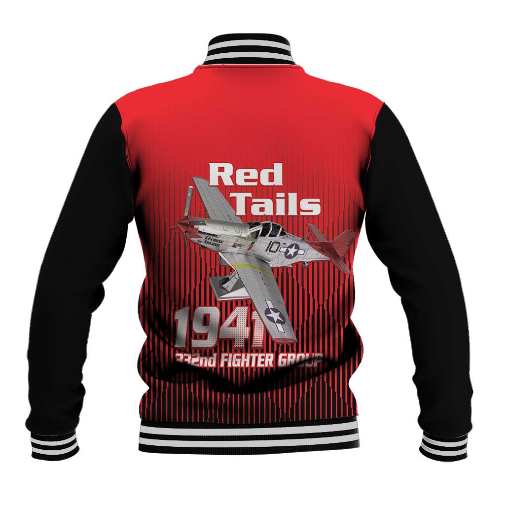 Tuskegee Red Tails Airmen Baseball Jacket 332nd Fighter Group - Black Red - African Pride