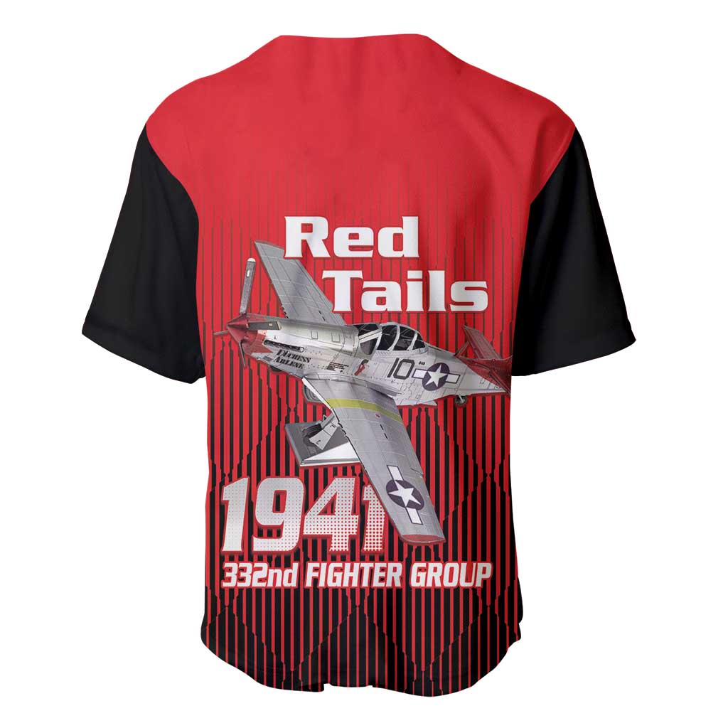 Tuskegee Red Tails Airmen Baseball Jersey 332nd Fighter Group - Black Red - African Pride