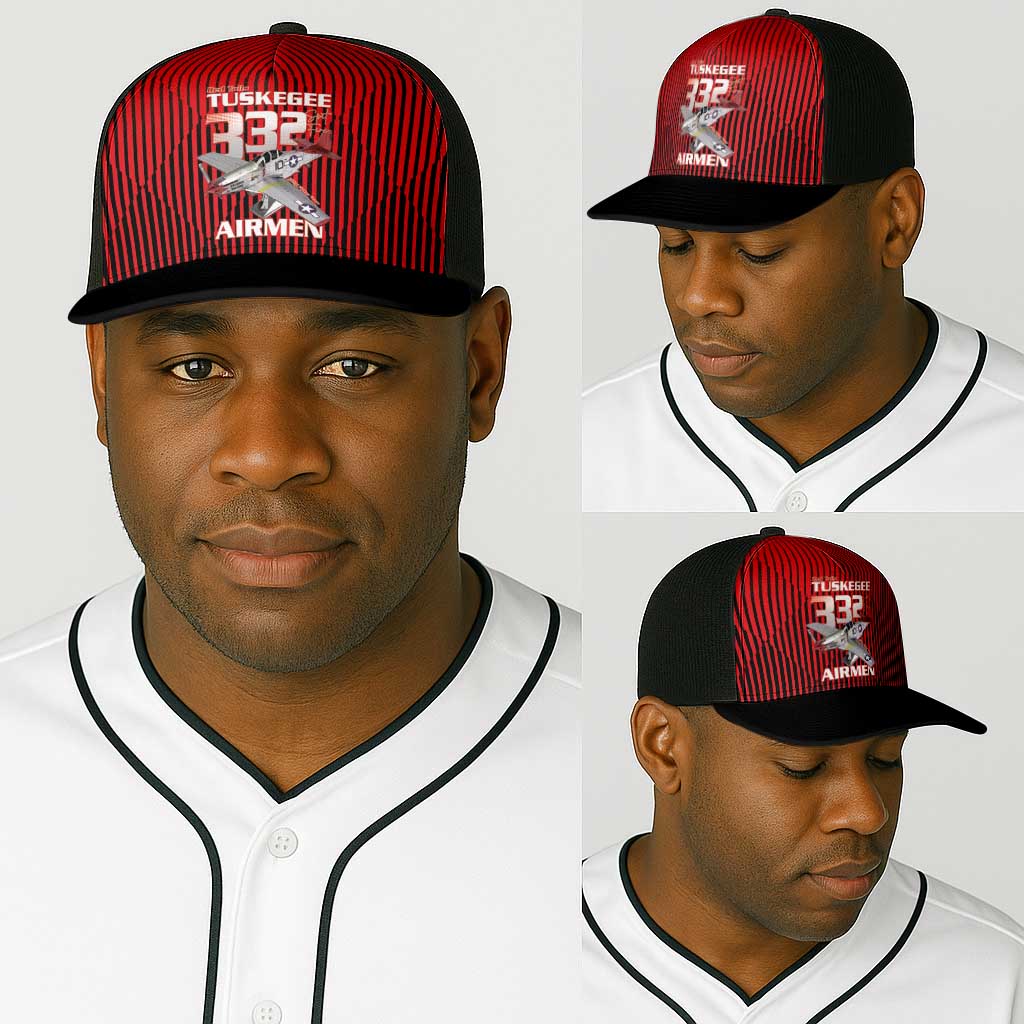 Tuskegee Red Tails Airmen Baseball Net Cap 332nd Fighter Group - Black Red - African Pride