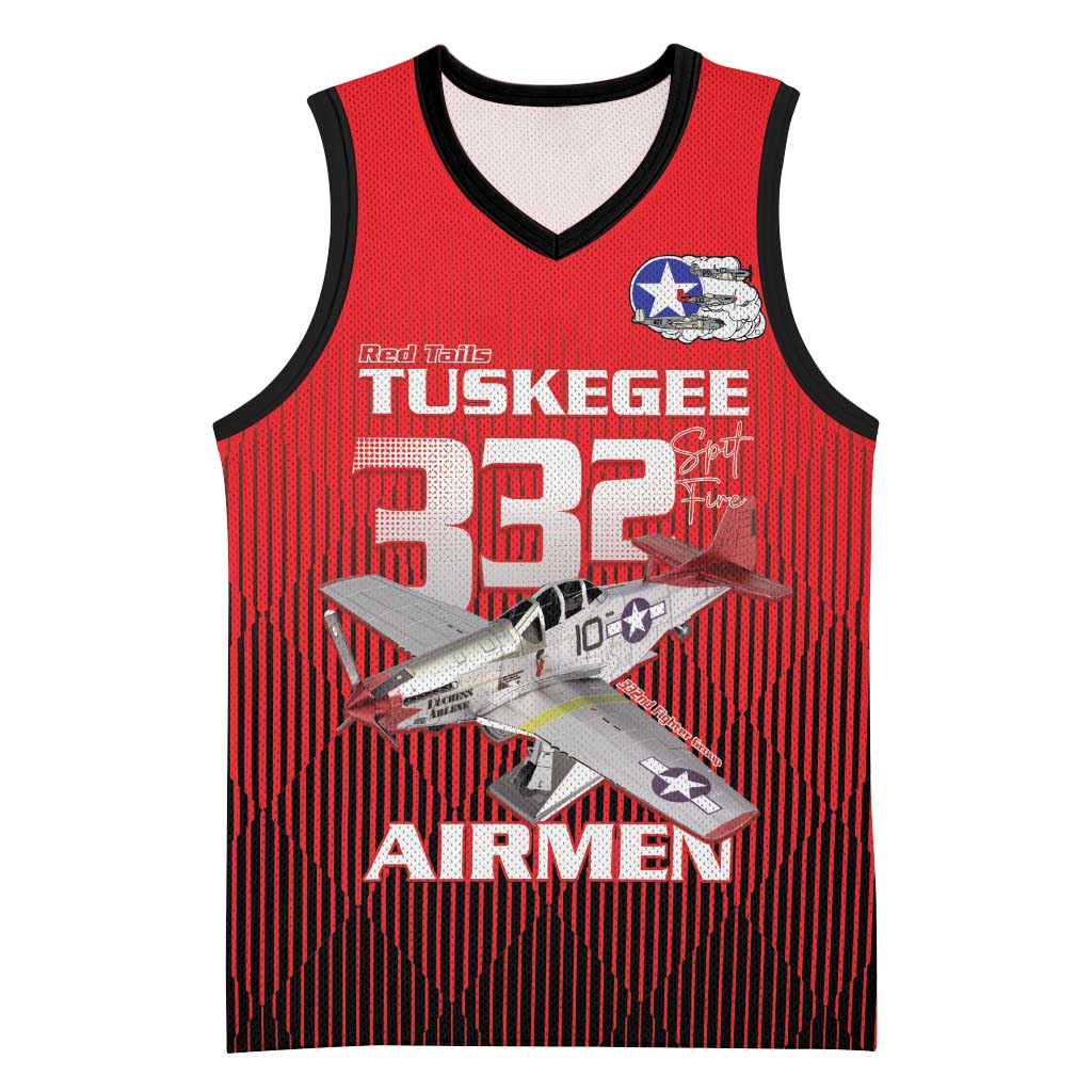 Tuskegee Red Tails Airmen Basketball Jersey 332nd Fighter Group - Black Red - African Pride