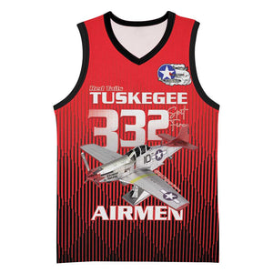 Tuskegee Red Tails Airmen Basketball Jersey 332nd Fighter Group - Black Red - African Pride