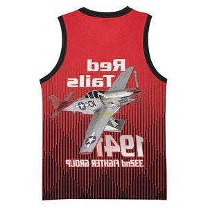 Tuskegee Red Tails Airmen Basketball Jersey 332nd Fighter Group - Black Red - African Pride