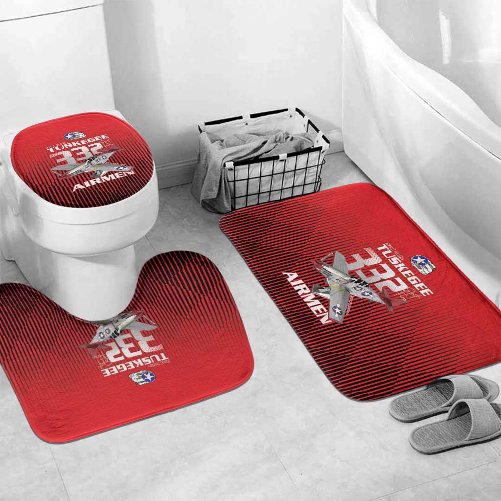Tuskegee Red Tails Airmen Bathroom Set P-51 Mustang 332nd Fighter Group - Black Red