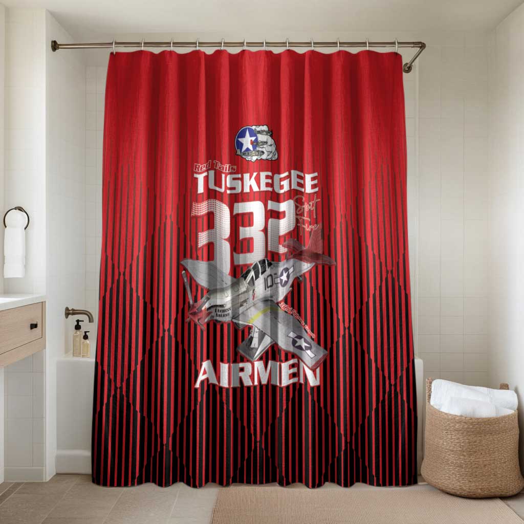 Tuskegee Red Tails Airmen Bathroom Set P-51 Mustang 332nd Fighter Group - Black Red