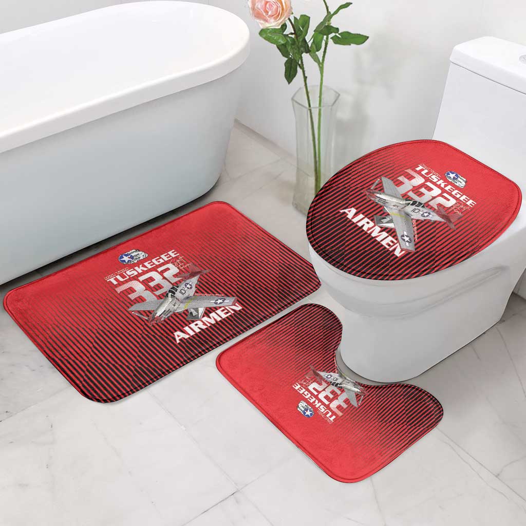 Tuskegee Red Tails Airmen Bathroom Set P-51 Mustang 332nd Fighter Group - Black Red
