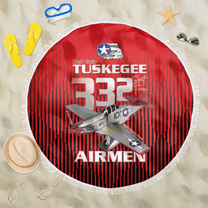 Tuskegee Red Tails Airmen Beach Blanket 332nd Fighter Group - Black Red - African Pride