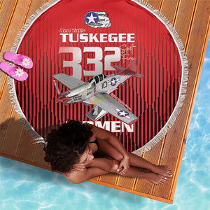 Tuskegee Red Tails Airmen Beach Blanket 332nd Fighter Group - Black Red - African Pride