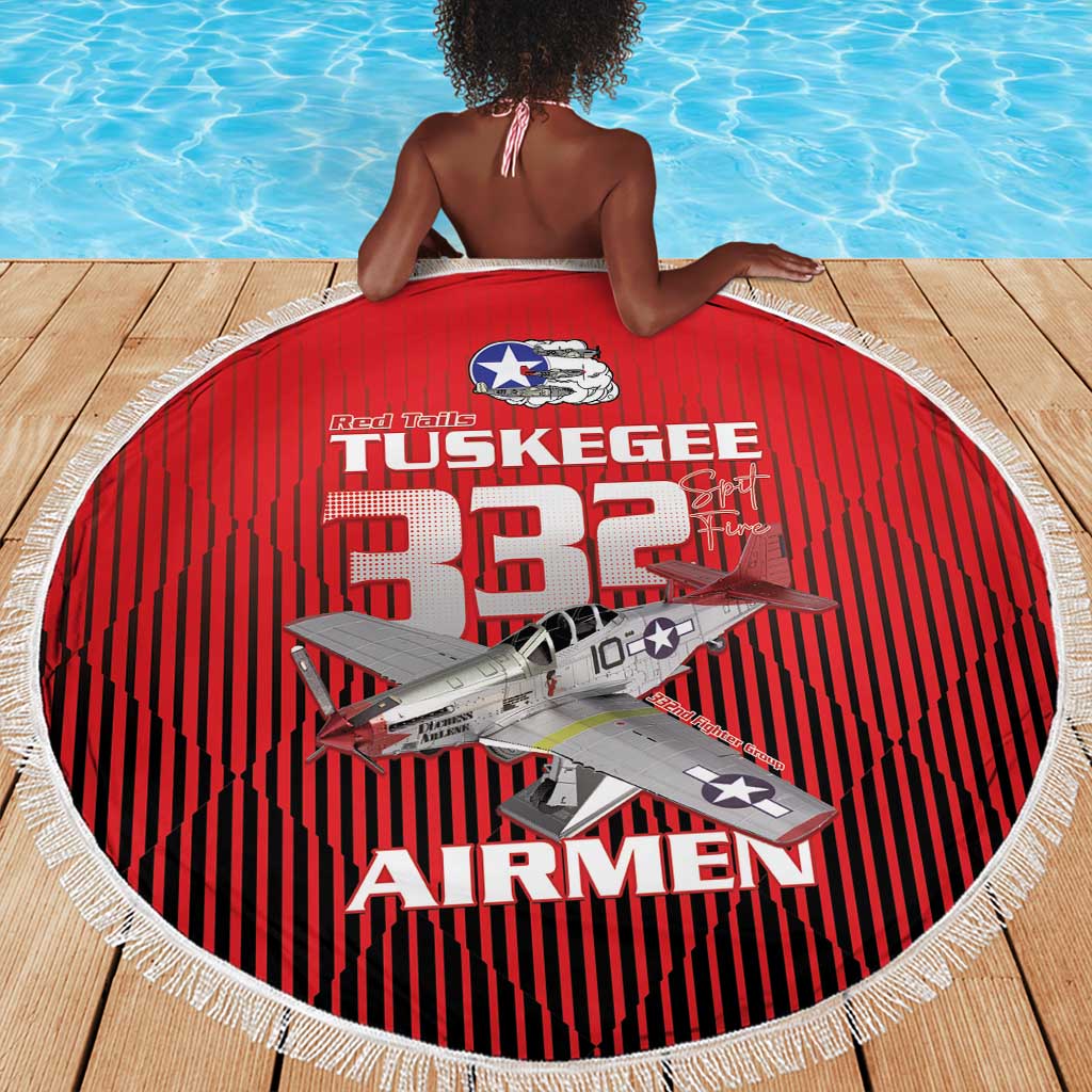Tuskegee Red Tails Airmen Beach Blanket 332nd Fighter Group - Black Red - African Pride