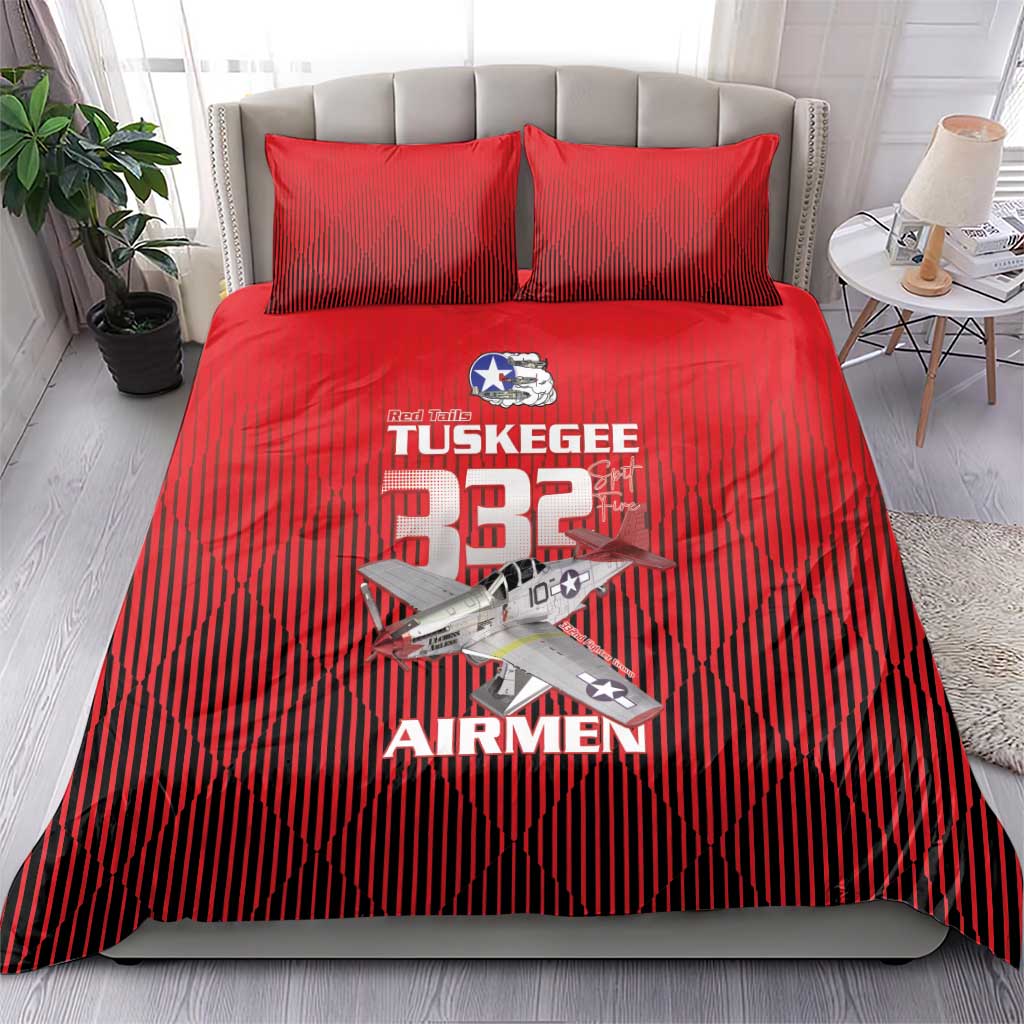 Tuskegee Red Tails Airmen Bedding Set 332nd Fighter Group - Black Red - African Pride