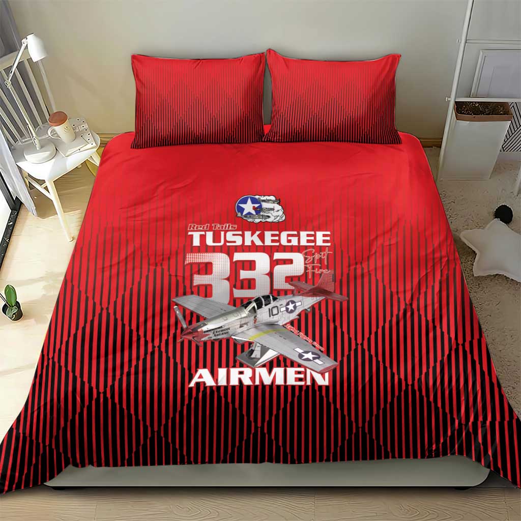 Tuskegee Red Tails Airmen Bedding Set 332nd Fighter Group - Black Red - African Pride