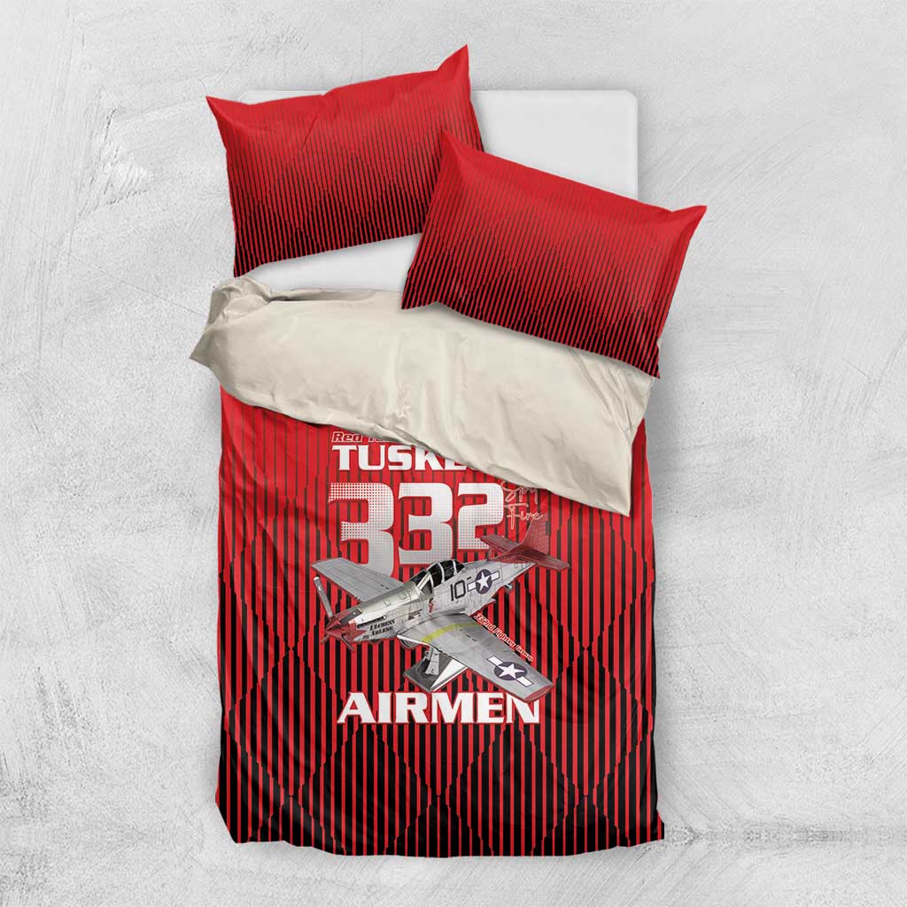 Tuskegee Red Tails Airmen Bedding Set 332nd Fighter Group - Black Red - African Pride