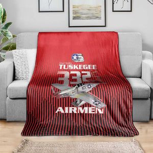 Tuskegee Red Tails Airmen Blanket 332nd Fighter Group - Black Red - African Pride