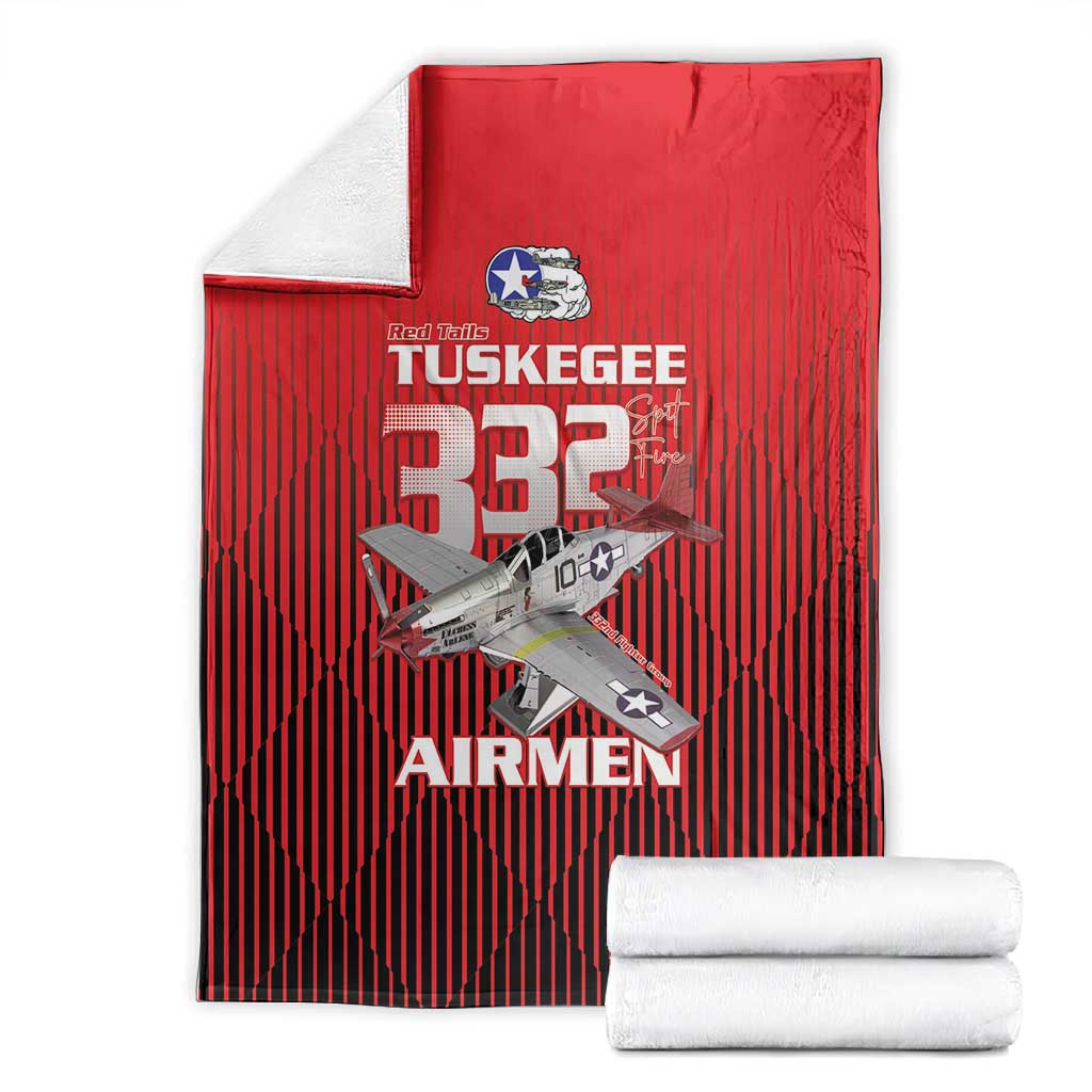 Tuskegee Red Tails Airmen Blanket 332nd Fighter Group - Black Red - African Pride